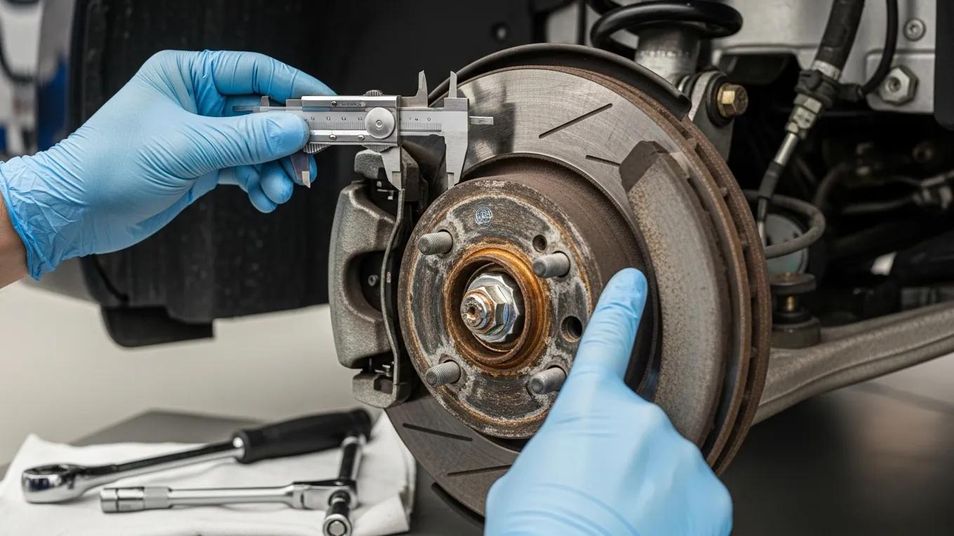 Mechanic inspecting brake components, highlighting the importance of brake service for vehicle safety